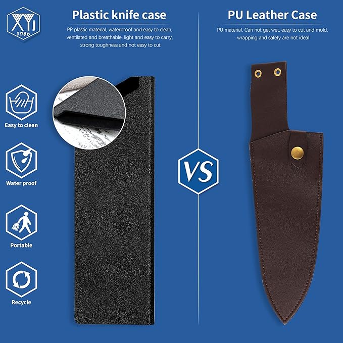 XYJ 3-Pack Safety Blade Sheaths, Universal Edge Guards for 7-Inch Kitchen Knives, Black ABS Protective Sleeves & Covers (Cutlery Not Included)