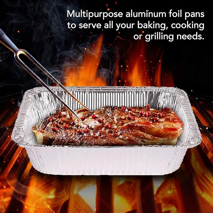 Stock Your Home Aluminum Pans 9x13 Disposable Foil Pans (Pack Of 10) - Half Size Steam Table Deep Aluminum Trays - Tin Foil Disposable Pans Great for Cooking, Heating, Storing, Prepping Food