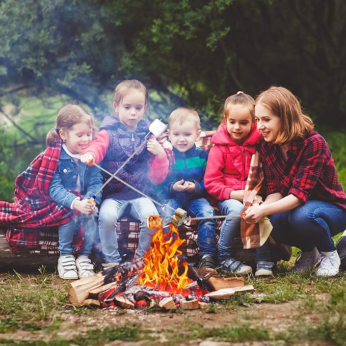 Marshmallow Roasting Sticks, Telescoping Smores Sticks for Open Fire Pit, 32 Inch Long Marshmallow Toasting Barbecue Forks S’mores Skewers for Campfire Camping Hotdog Hot Dog Bonfire Grill, 5 Pack