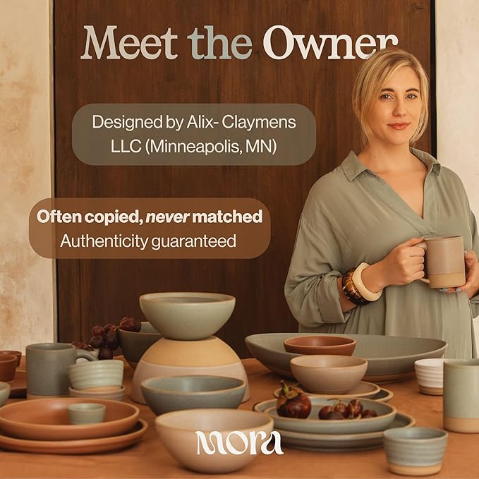MORA Jumbo and Large Bowls Set of 2, 2.5 and 1.5 Qt Ceramic Pottery Mixing Bowls - Microwave and Dishwasher Safe - Merrigold & Iris