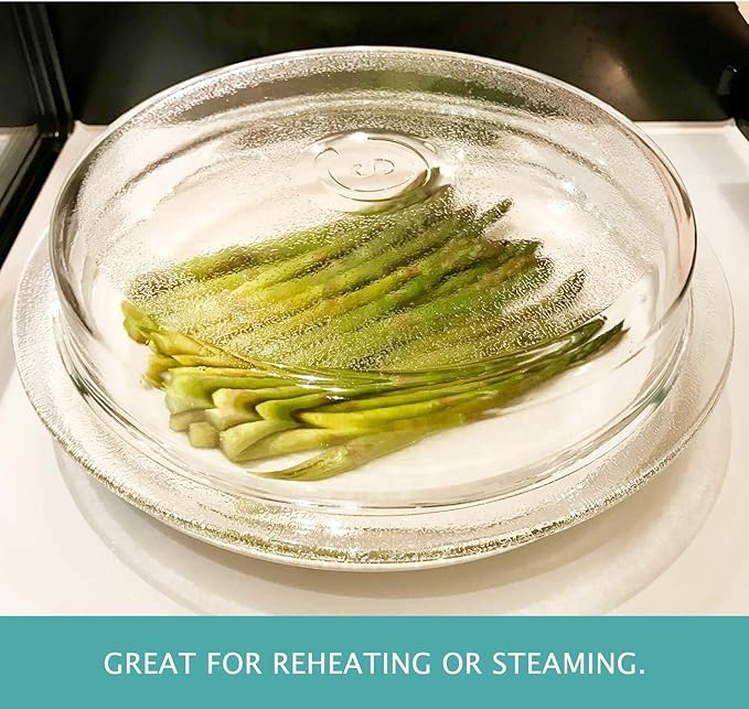 Cuchina Safe 2-in-1 Cover ‘n Cook Vented Glass Microwave Plate Cover and Baking Dish; Easy to Grip for Baking and Serving