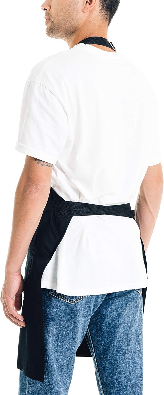 Caldo Daily Cotton Kitchen Apron for Cooking- Mens and Womens Professional Chef or Server Bib Apron - Adjustable Straps with Pockets and Towel Loop (Black)