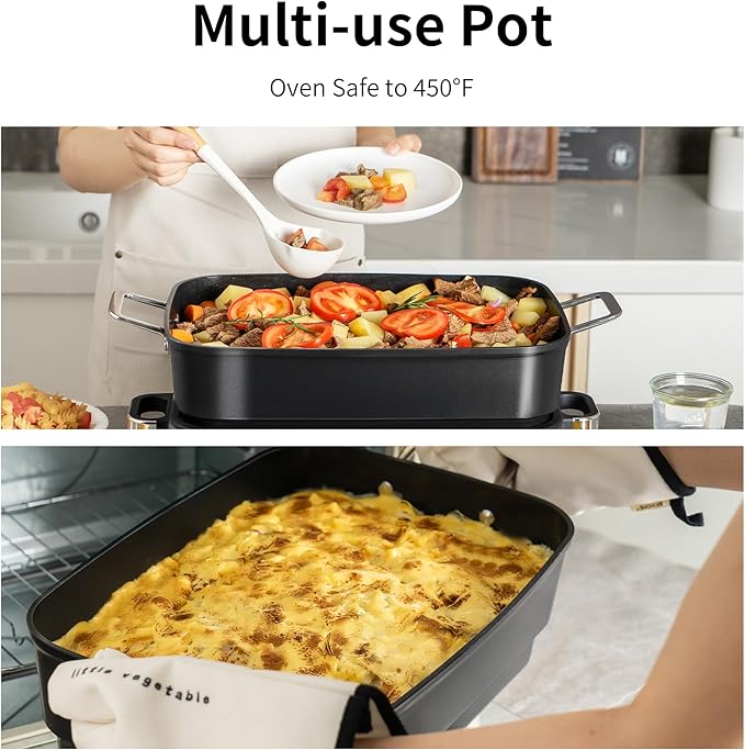 AUTUCU Slow Cooker 10-Quart - PFOA-Free Ceramic Coating, Oven Safe to 450°F | Keep Warm Function for Large Family Gatherings (Includes Silicone Spoon)