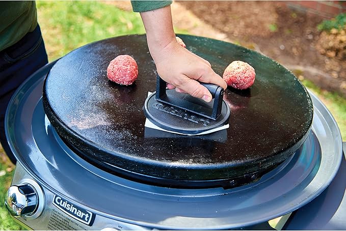 Char-Broil Carbon Steel Griddle Stone + Cuisinart Cast Iron Smashed Burger Press
