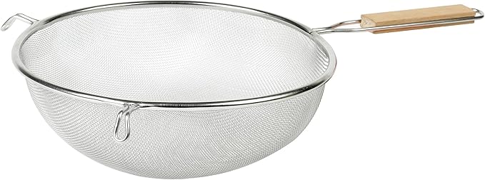 Imusa IMU-71195 10" Stainless Steel Strainer with Wood Handle