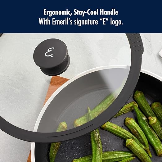 HENCKELS x EMERIL Lagasse Nola 11-inch Nonstick Saute Pan with Lid, Heavy-Gauge Aluminum for Fast, Even Heat Cooking, Made in Italy, Black