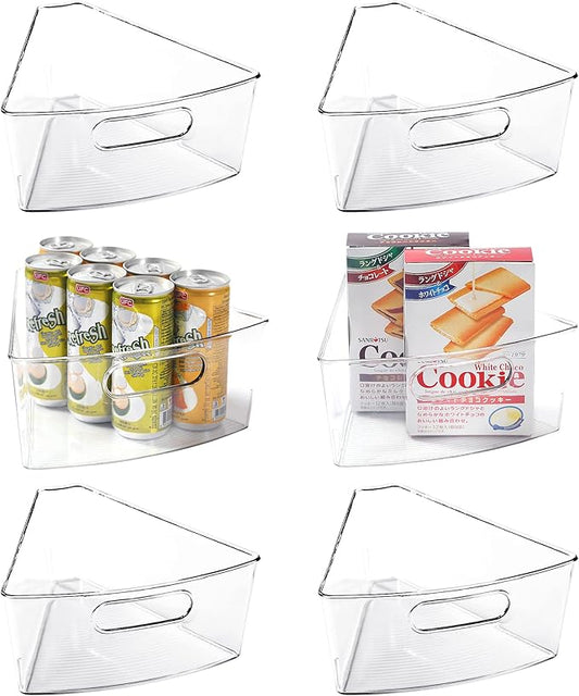 Leeden Lazy Susan Organizer for 32" Diameter Corner Lazy Susan, Plastic Kitchen Cabinet Storage Bins with Handle, 6 Packs, 1/8 Wedge - Food Safe, BPA Free
