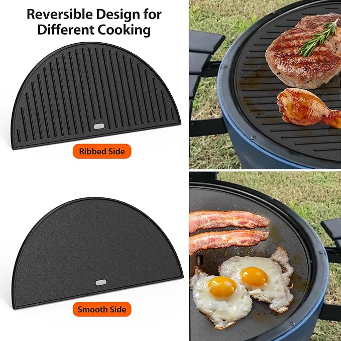 onlyfire Cast Iron Griddle and Grate Combo for Char-Griller Akorn Kamado Grill