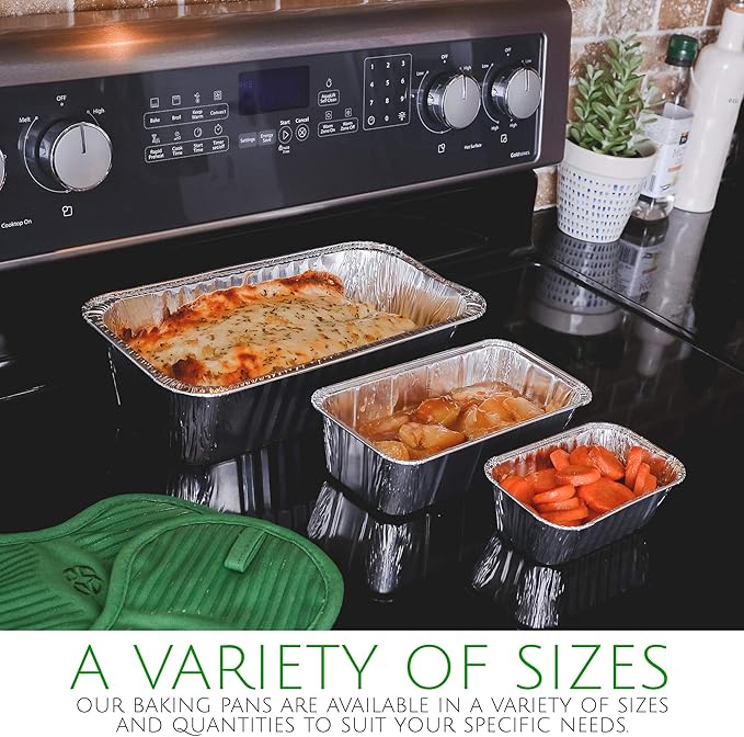 PLASTICPRO [3 Lb 10 Pack Disposable Loaf Pans Aluminum Tin Foil Meal Prep Bakeware - Cookware Perfect for Baking Cakes, Bread, Meatloaf, Lasagna 3 Pound 11'' X 5'' X 2.75''