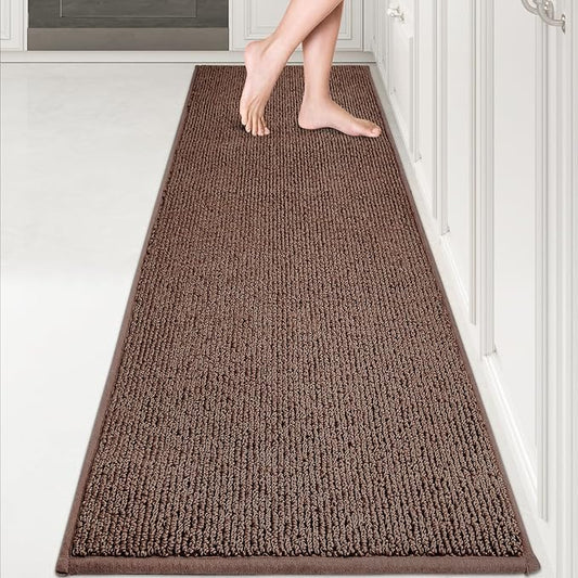PURRUGS Machine Washable Kitchen Runner Rug 2ft x 7ft, Non-Slip/Skid Hallway Runner Rug, Super Absorbent Soft Area Rug for Hallway, Kitchen & Laundry, Rolled Packaging, Brown