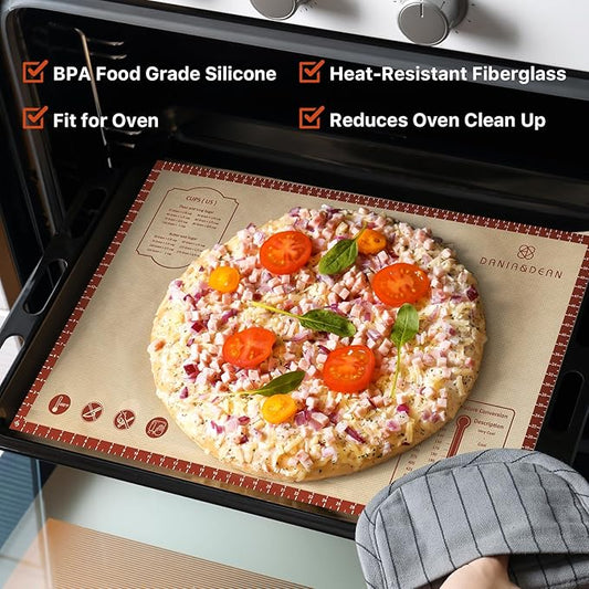 Silicone Baking Mat,36" x 24" Extra Thick Large Non Stick Sheet Mat with Measurement Non-slip Dough Rolling Mat,Reusable Food Grade Silicone Counter Mat for Making Cookies,Macarons,Bread and Pastry
