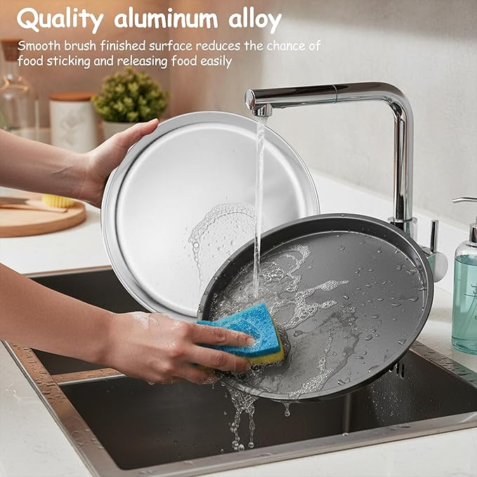 12 Inch Cookie Cake Pan with Lid – Aluminum Alloy Non-Stick Pizza Pan for Oven, Compatible with Ninja MO201, Premium Coated Round Pan for Cookie, Pie, Cake, Pizza Nights & Family Baking, Easy to Clean