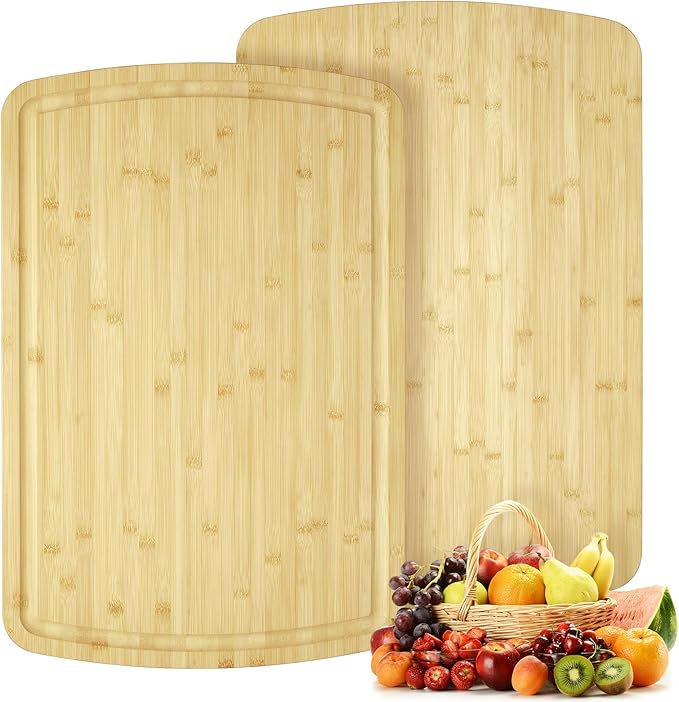 Bamboo Cutting Boards for Kitchen Large Thick Heavy Duty Wood Cutting Board 30x20 Inch with Deep Juice Groove and Handle for Meat Vegetables Fruit Ideal