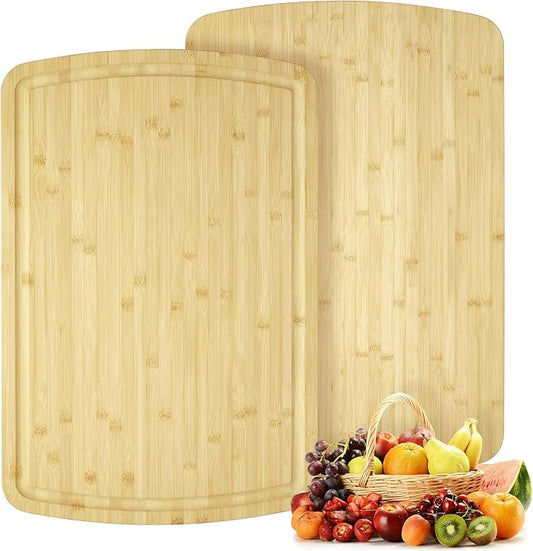 Bamboo Cutting Boards for Kitchen Large Thick Heavy Duty Wood Cutting Board 30x20 Inch with Deep Juice Groove and Handle for Meat Vegetables Fruit Ideal