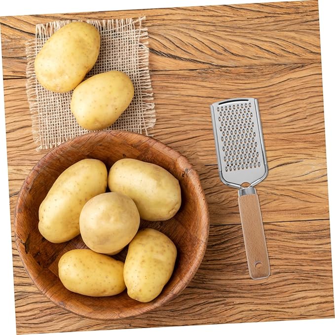 PRETYZOOM Stainless Steel Plane Grater Zester Wood Handle Vegetable and Fruit Grater Tool for Kitchen Use Easy to Clean for Potatoes and Zesting Citrus