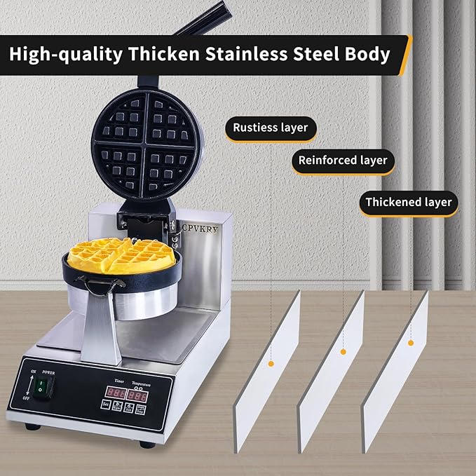 Belgium Waffle Makers, Commercial Waffle Maker,Belgium Waffles Iron Machine, Professional Intelligent, Digital, Non Stick, Stainless, For Hotel Restaurant Bakery Coffee Shop, 110V