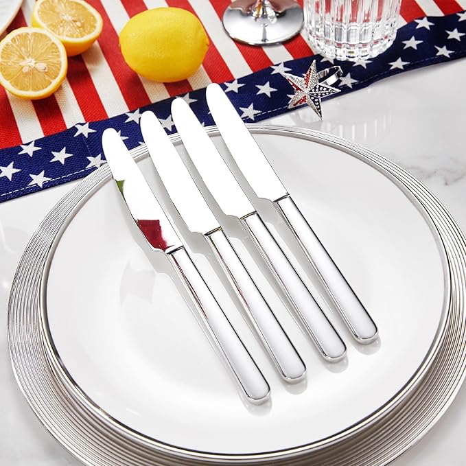 KEAWELL Premium Lucent 4-Piece 9.5 inch Knife Set – Durable Stainless Steel Flatware with Mirror Polish, Dishwasher Safe for Hosting and Everyday Dining (Dinner Knives)