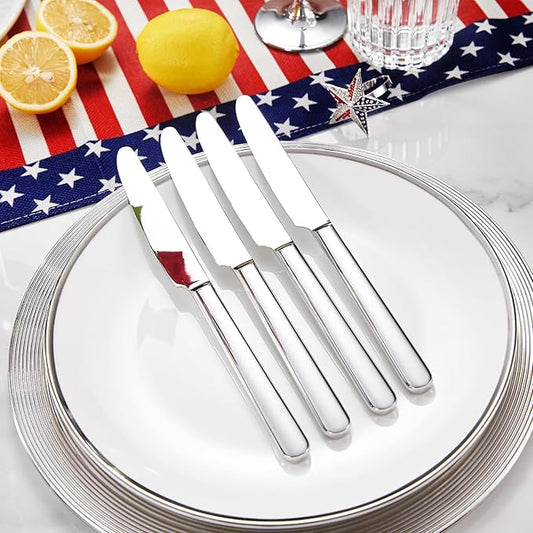 KEAWELL Premium Lucent 4-Piece 9.5 inch Knife Set – Durable Stainless Steel Flatware with Mirror Polish, Dishwasher Safe for Hosting and Everyday Dining (Dinner Knives)