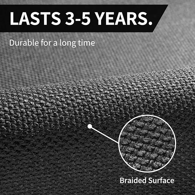 Kitchen Mats for Floor, Super Absorbent Kitchen Rugs Non Slip Washable, Soft Imitation Linen Braided Kitchen Runner Rug, Standing Mat Kitchens Sink Mat, Easy to Clean, Black 17x95