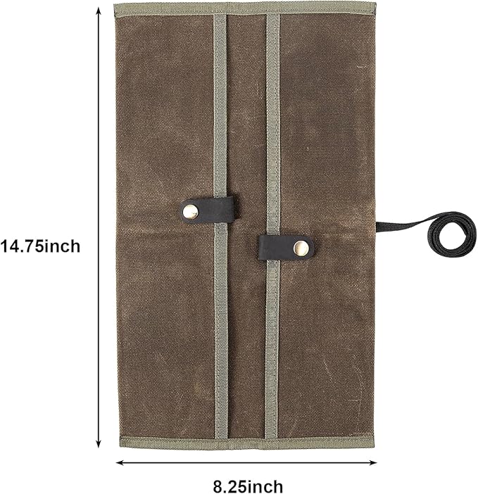 Double Knife Roll for Chefs,Waxed Canvas Vertical Knife Storage Case,Travel Carry-On Roll Bag,Rectangular Protector Sheath Pouch Organizer for Chef Kitchen Cutlery Knives Accessories,Cooking Tool