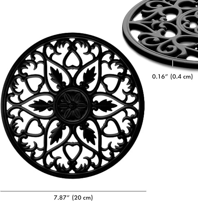 Boxiki Kitchen Silicone Trivet Mat | Trivets for Hot Dishes, Pads, Trivets, Microwave, Pot and Mexican Wall Decor (Black)