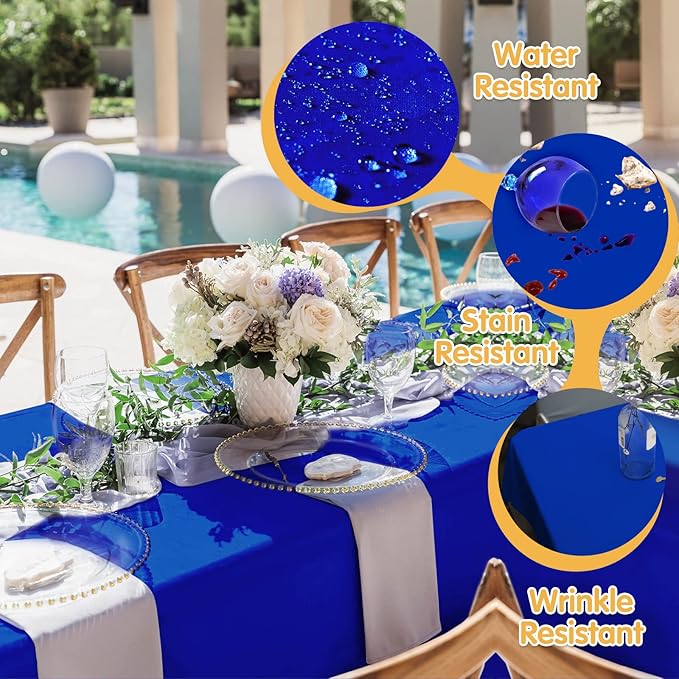 BRILLMAX 10 Pack Royal Blue Tablecloths 70 x 120 Inch for 6ft & 8ft Rectangle Tables - 150 GSM Polyester Fabric, Universal Fit, Water, Stain & Wrinkle Resistant Cloth Cover for Wedding Banquet