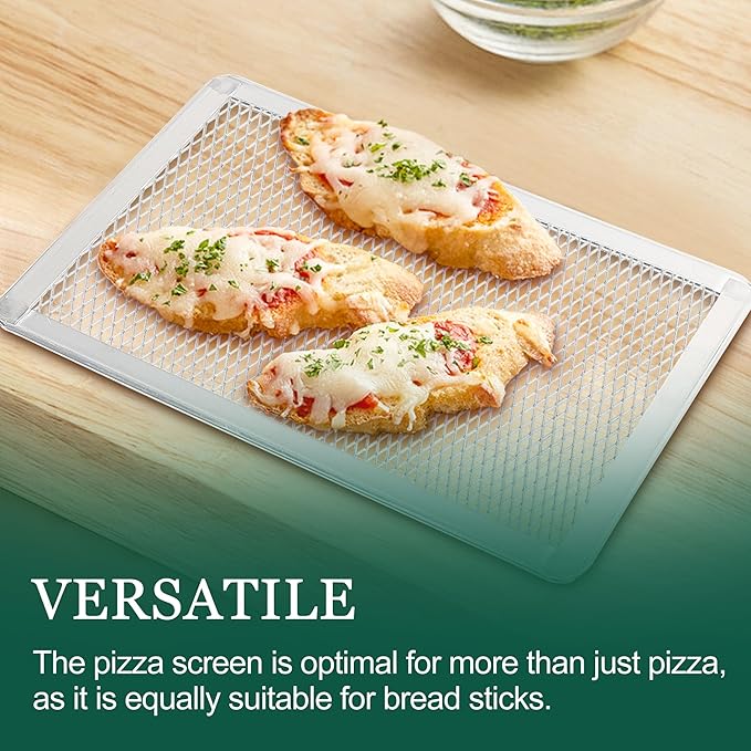SHANGPEIXUAN Pizza Screen 8 x 12 Inch 2 Pack Rectangular Aluminum Pizza Pan Restaurant-Grade Flatbread Screen Pizza Crisper Pan,Oven-Safe