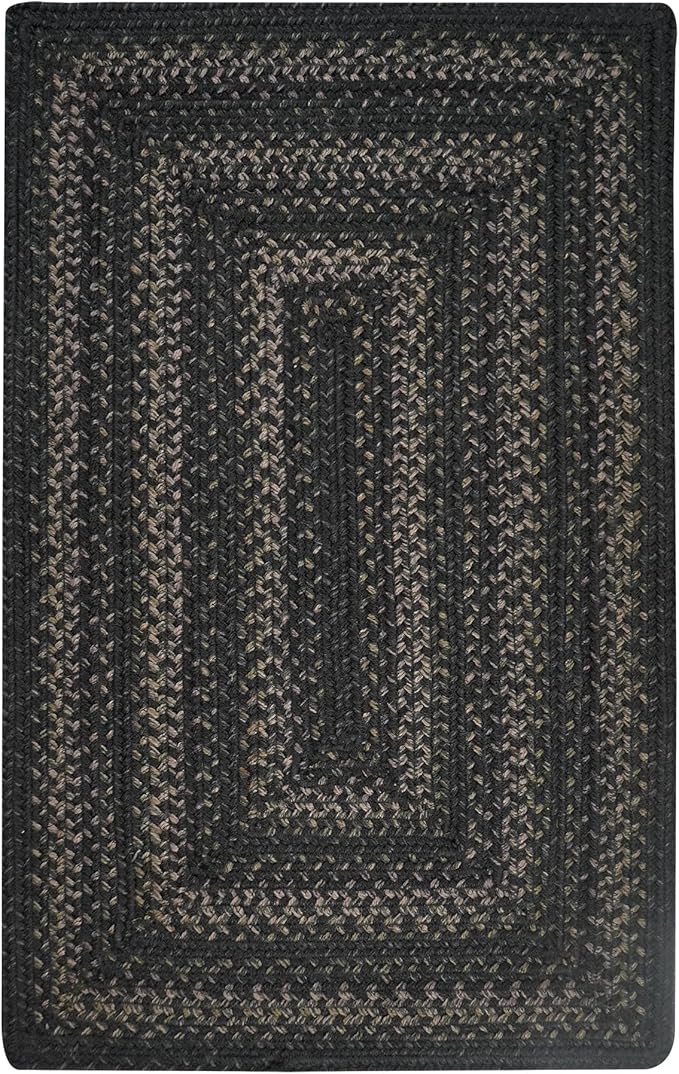 Homespice Jet Black Jute Rug 8x10' – Primitive Braided Rugs for Living Room and Dining Room