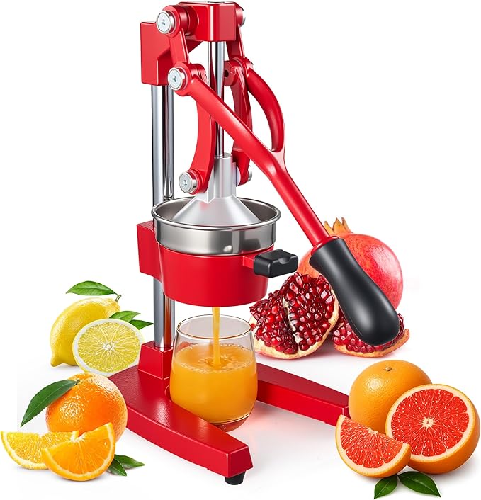 Manual Cast Iron Citrus Juicer,Commercial Hand Press Squeezer,Heavy Duty Countertop Squeezer for Fresh Orange Lemon Juice with Stainless Steel Cup