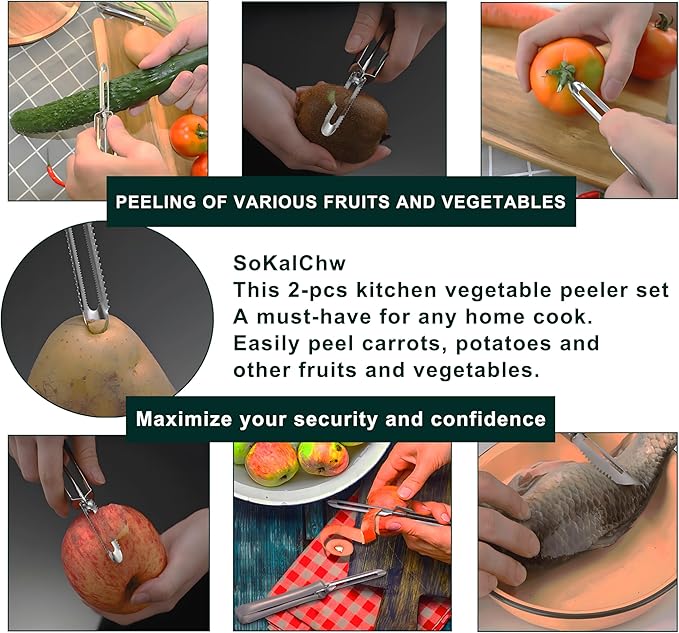 Potato Peelers for Kitchen, 2 Pcs, Just Like Mom's old steel Peeler