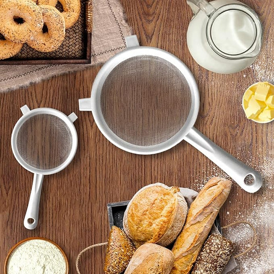 4 Pcs Plastic Nylon Fine Mesh Kefir Strainer Set with Handle, Sieve Fine Mesh Colander Flour Sifter for Yogurt Baking Kitchen Kefir Tea Juice Pasta