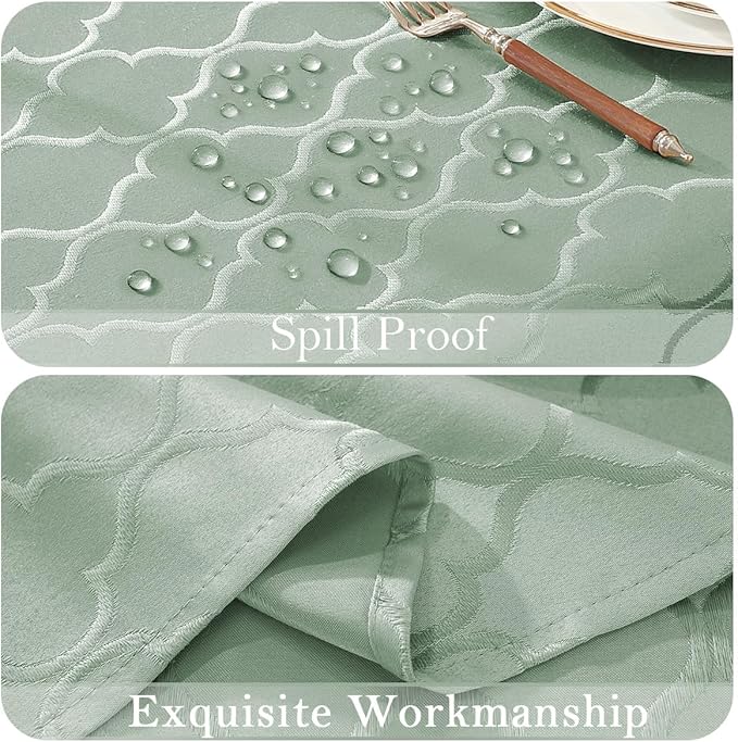 Larponder Spring Tablecloth Rectangle, Jacquard Polyester Table Cloth, Washable & Spill Proof Table Cover for Kitchen Dining Party Picnic (Square, 52" x 52", Sage Green)