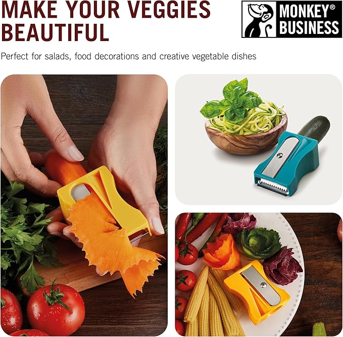 Monkey Business Julienne Peeler and Blade, Green and Turquoise