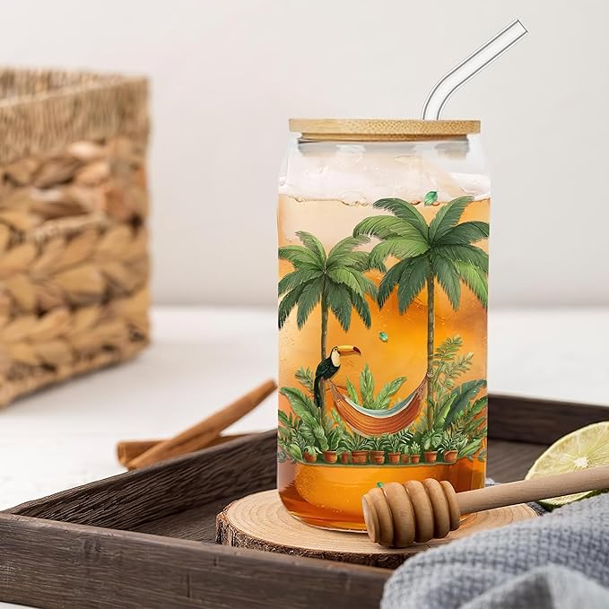 Gifts for Plant Lovers 16 Oz Glass Cup with Lid and Straw Plant Lady Coffee Mug Funny Plants Lover Tumbler Mothers Day Christmas Birthday Present for Gardeners Women Men Mom Dad