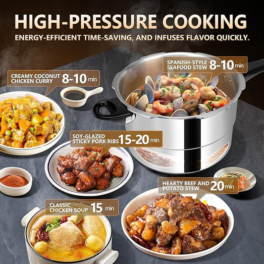 Hestroney pressure cooker 6 quart, olla de presion,All Stovetops Induction Compatible Thickened Pressure Cooker with Spring ollas de presión para cocinarpressure cooker 6+ quart