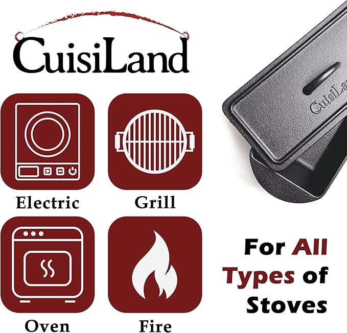 Cuisiland Rectangular Cast Iron Bread Loaf Pan & Proofing Basket, Heavy Duty 11x4.75x4,25" (14" L/Handles) with Lid (BLP137BU)