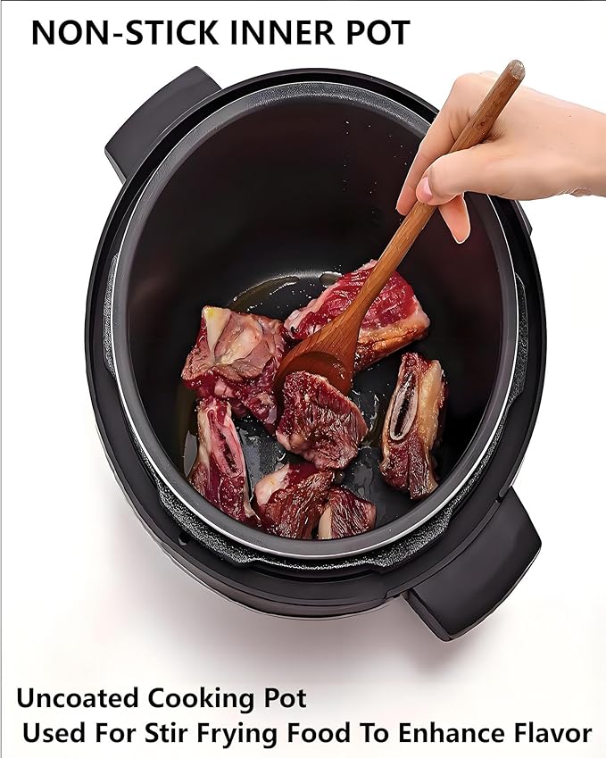 Aptovpvp Electric Pressure Cooker, 6 Liters, Slow Stew Pot With 24-Hour Reservation Function, 10 In 1 Rice Cooker, Wok, Cake, Yogurt, Etc., Stainless Steel/Black