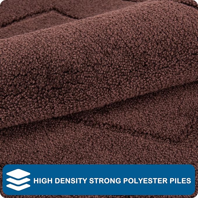 PURRUGS Machine Washable Kitchen Rug Set [2 PCS] (24" x 35.5"+ 24" x 59"), Non-Slip/Skid Kitchen Runner Rugs & Floor Mats, Super Absorbent Soft Standing Mats for Kitchen, Laundry & Sink, Brown