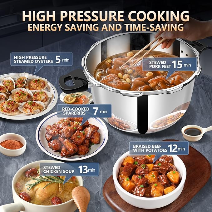 KAIVESEA 12Qt Pressure Cooker Stainless Steel Commercial Stove Top Pressure Cooker Pot Used for Pressure Foodie or Steaming Compatible with Gas & Induction Cooker