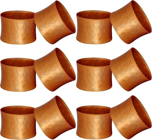 Round Hammered Napkin Rings Set of 12, Napkin Rings Bulk, Serviette Adornment for Table Settings, Modern Napkin Holder for Dinner Table Decor, Weddings, Christmas, Holiday, Banquets, Party, Easter