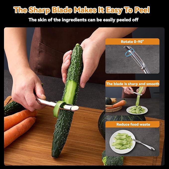 Straight Stainless Steel Vegetable & Fruit Peeler – Ultra-Sharp Blade, Comfortable Handle, Easy to Clean Kitchen Peeler
