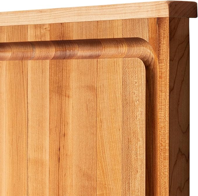 John Boos Countertop Series Rectangular Wooden Maple Cutting Board 17.75”x17.25” – 1.25” Thick, 13-lb Reversible Butcher Block with Juice Groove, Counter Lip & Edge-Grain – Made in the USA