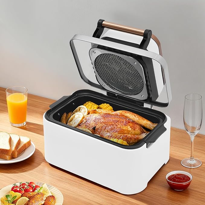 12.68QT Glass Air Fryer, 1700W Large Capacity Non-Toxic Air Fryer Oven with Transparent Window, 6 Presets & Precise Temp Control for Roast, Bake, Fry (White)