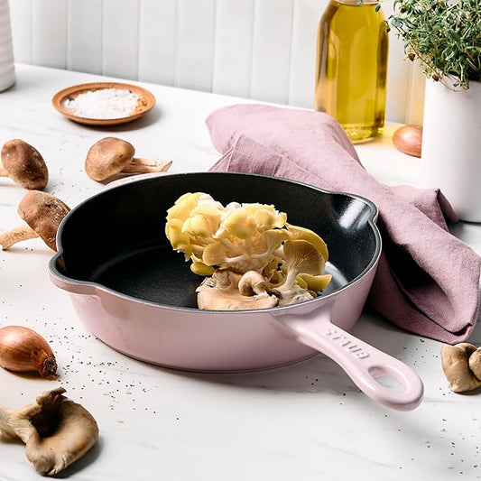 STAUB Cast Iron 8.5-inch Traditional Deep Skillet - Peony Pink