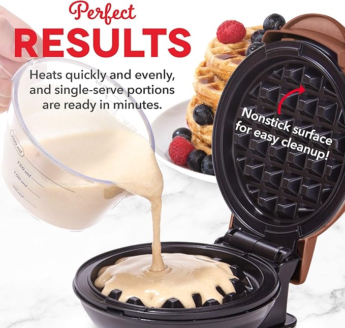 Dash Mini Waffle Maker- Electric Waffle Maker for Fun Breakfasts - Dual Nonstick Cooking Surface - Enjoy Fun, Family-Friendly Treats - Orange Leopard