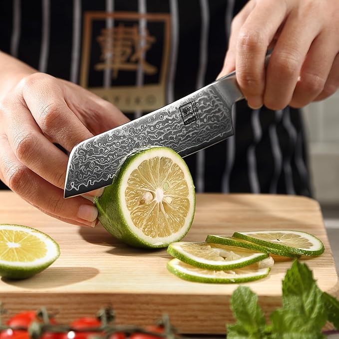 zayiko Jun Damascus Kitchen Knife Set – 3-Piece Professional Chef Knife Collection | 67-Layer VG10 Core Steel | Maple Wood Handles | Chef, Carving & Utility Knives in Wooden Gift Box