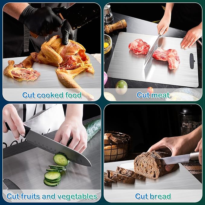 Titanium Cutting Board for Kitchen, 100% Pure Titanium Cutting Board Double-Sided Food-Grade Chopping Board Durability Hygiene Metal Safe Non Toxic Cutting Boards for Meat Vegetables, 9.8" * 14.2"
