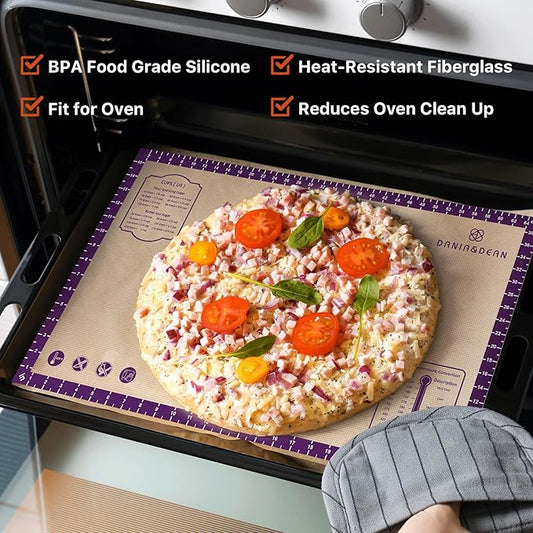 Baking Mat, 26" x 16" Silicone Extra Large Non Stick Baking Sheet Mat with Measurement Non-slip Dough Rolling Mat,Reusable Food Grade Silicone Counter Mat for Making Cookies,Macarons,Bread and Pastry