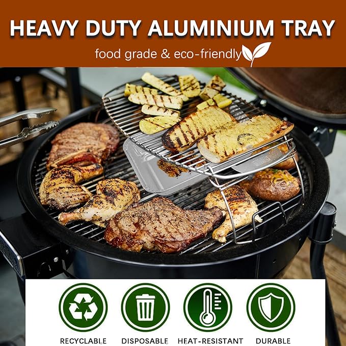 Whaleme Grill Drip Pans Compatible Weber 6415-20 Pack Grill Accessories for Weber Spirit, Genesis, Traveler, Q Series, Disposable Aluminum Foil Pans Grease Tray Liners 8.5" X 6"