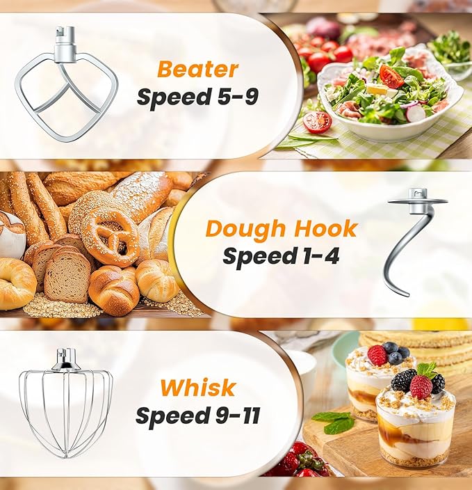 Bonnor Stand Mixer, 6QT Electric Kitchen Mixer for Baking Cakes & Dough, LED Smart Touchscreen, 11-Speed Tilt-Head & Timer, 4 Presets, Mixer with Bowl, Dough Hook/Whisk/Beater, Green